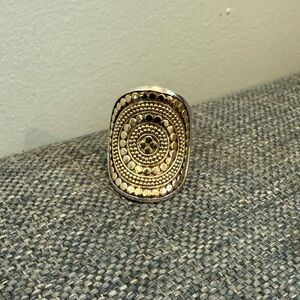 Anna Beck Classic Saddle Ring Gold Over Sterling Silver 925 Bali Dotted Sz 7